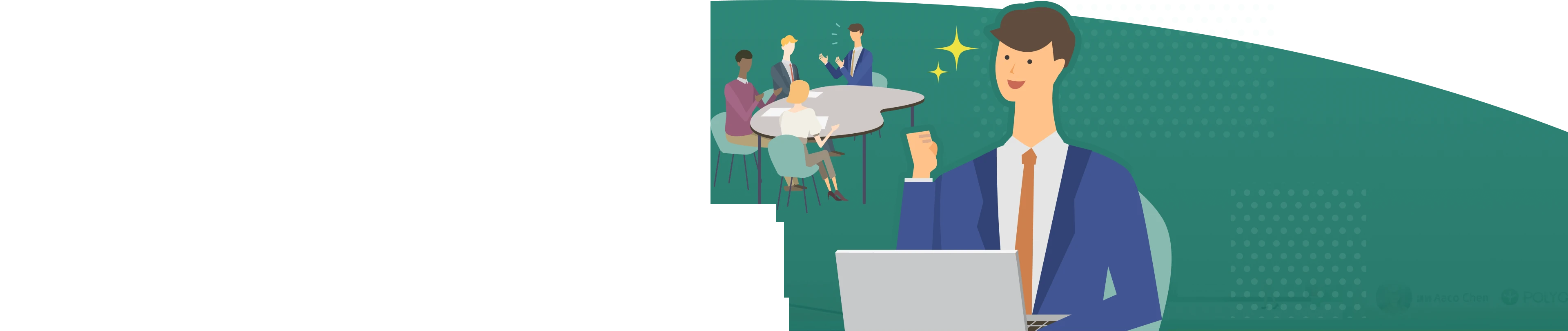 英語で会議やプレゼンテーションに参加する会社員のイラスト