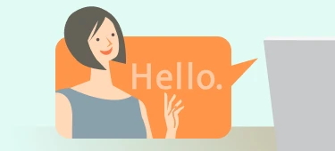 英語の挨拶を練習する女性のイラスト